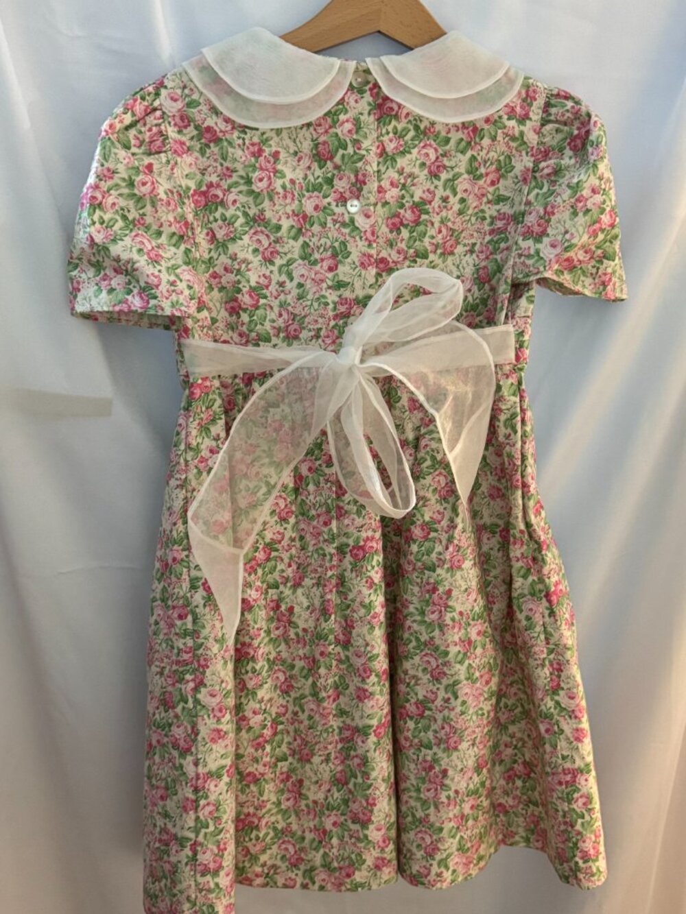 Vintage 90s Bonnie Jean Pink Rose Floral Special Occasion Dress - Picture 7 of 8